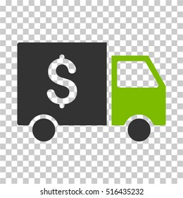 Tax Collector Car EPS vector pictograph. Illustration style is flat iconic bicolor eco green and gray symbol on chess transparent background.