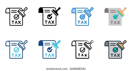 Conjunto de iconos de conformidad fiscal colección de varios estilos 
