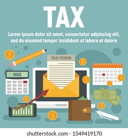Tax concept banner. Flat illustration of tax vector concept banner for web design