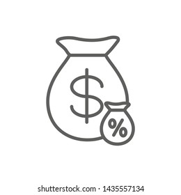Tax concept - percentage paid, icon and income idea. Flat vector outline illustration.