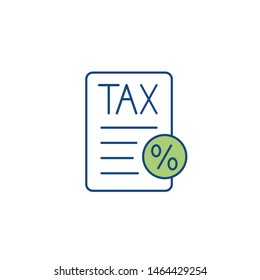 Tax concept - percentage paid, icon and income idea. Flat vector outline illustration.