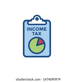 Tax concept - percentage paid, icon and income idea. Flat vector outline illustration.