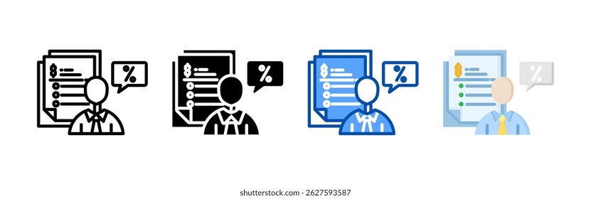 Paquete de conjunto de iconos de asesor fiscal. Colección de iconos de estilo múltiple perfecta para Sitios web, App y presentaciones. Colección de icono de Vector simple