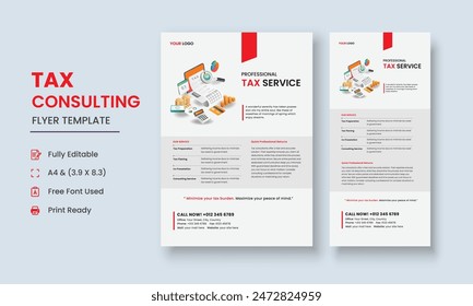 Tax Consulting Flyer Template, Tax and Consulting Services Flyer, Tax Consulting DL Flyer, Roll Up Banner