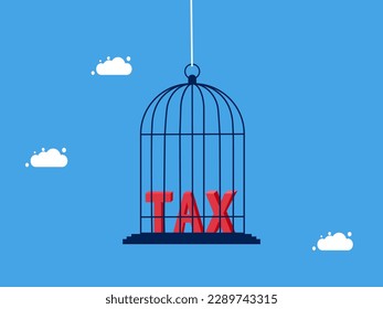 Control fiscal. la marca fiscal se adjunta a la jaula de aves. vector de concepto de negocio 