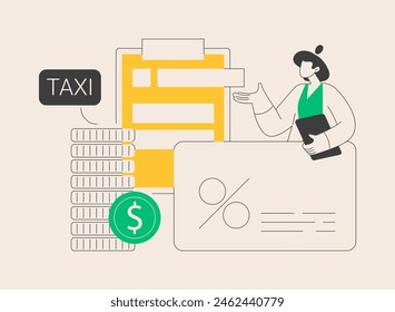 Tax credit abstract concept vector illustration. Save money, calculate balance, government support, business profit, income report, budget planning, bank card, savings refund abstract metaphor.