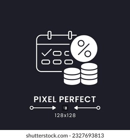 Tax Credits white solid desktop icon. Earned income. Financial benefit. Stimulus program. Pixel perfect 128x128, outline 2px. Silhouette symbol for dark mode. Glyph pictogram. Vector isolated image