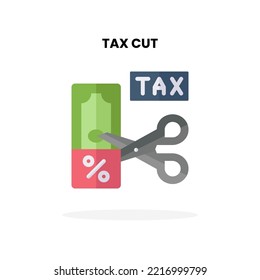 Tax Cut Flat Icon. Vector Illustration On White Background. Can Used For Digital Product, Presentation, UI And Many More.