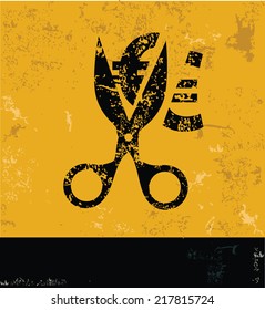 Tax cut symbol on grunge yellow background,grunge vector