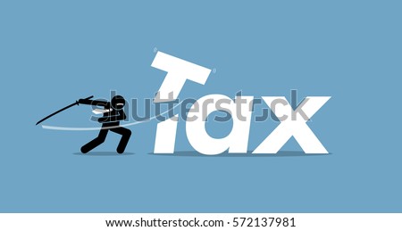 Tax cut. Vector artwork depicts reducing and lowering taxes. 