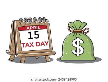 Tax day .American fedarel tax day . IRS Federal Income Tax Returns deadline day vector illustration isolate white background 