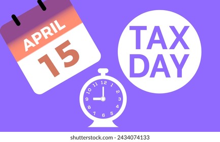 Tax Day celebrated every year of April 15th, Vector banner, flyer, poster and social medial template design.