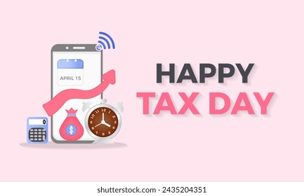 Tax Day celebrated every year of April 15th, Vector banner, flyer, poster and social medial template design.