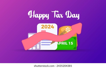 Tax Day celebrated every year of April 15th, Vector banner, flyer, poster and social medial template design.