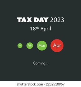Tax Day Is Coming, Design Template - USA Tax Deadline, Due Date for Federal Income Tax Returns: 18th April 2023