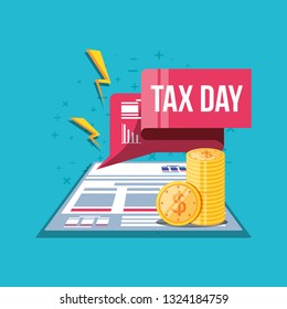 tax day with document and set icons