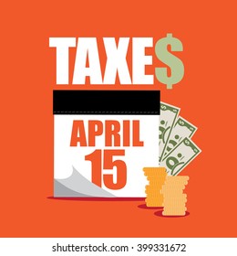 Tax day flat design. EPS 10 vector.
