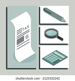 tax day icons collection flat