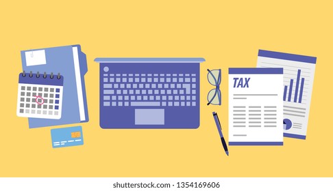 Tax day office symbols cartoons vector digital image graphic