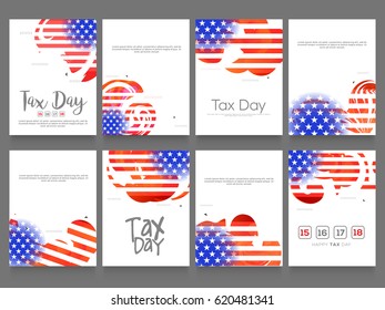 Tax Day Poster Or Banner Background Set.