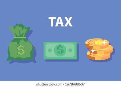 tax day poster with icons vector illustration design