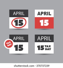 Tax Day Reminder Banner Set - Calendar Design Templates - USA Tax Deadline, Due Date for IRS Federal Income Tax Returns: 15 April
