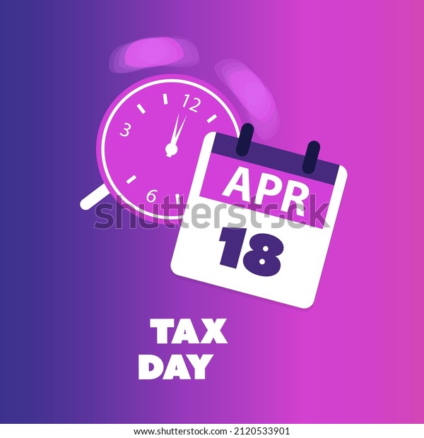 Tax Day Reminder Concept Banner for Web Design\
- USA Tax Deadline Due Date for IRS Federal Income Tax Returns: 18\
April 2022 - Vector Template\
