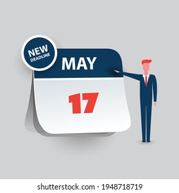 Tax Day Reminder Concept - Calendar Design Template - USA Tax Deadline, New Extended Date for IRS Federal Income Tax Return: 17. Mai 2021