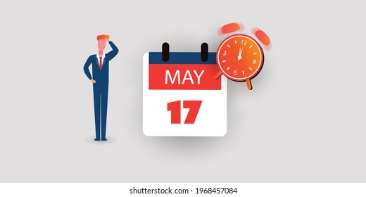 Tax Day Reminder Concept - Calendar Design Template - USA Tax Deadline, New Extended Date For IRS Federal Income Tax Returns: 17 May 2021
