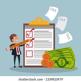 Tax day symbols and cartoons