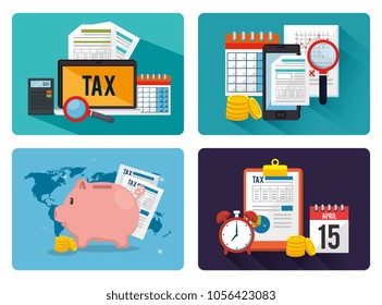 tax day time set icons