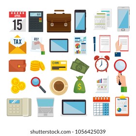 tax day time set icons