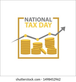 Tax Day Vector Template with arrow graph and coins Design Illustration