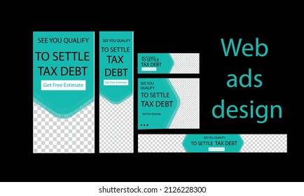 Tax day web ads banner design template in cyan color