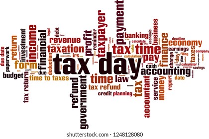 Tax day word cloud concept. Vector illustration