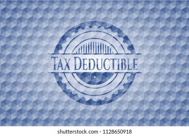Tax Deductible blue polygonal emblem.