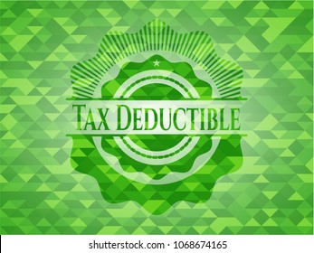   Tax Deductible green emblem. Mosaic background