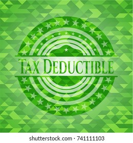Tax Deductible green emblem. Mosaic background
