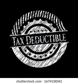 Tax Deductible on chalkboard. Vector Illustration. Detailed.