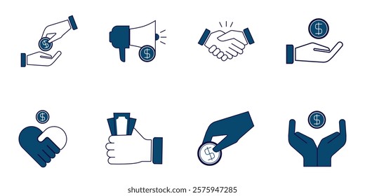 Tax deduction. Concept of tax return,optimization, duty, financial accounting icons