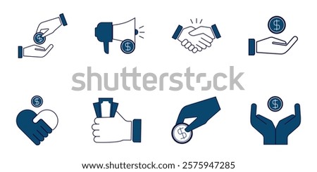 Tax deduction. Concept of tax return,optimization, duty, financial accounting icons