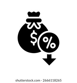 Ilustración vectorial de glifo de icono de deducción de impuestos