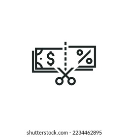 Icono de deducción de impuestos aislado en fondo blanco