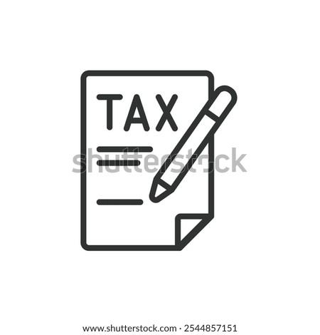 Tax deduction, icon in line design. Deduction, tax, savings, allowance, credit, expense, exemption on white background vector. Tax deduction editable stroke icon