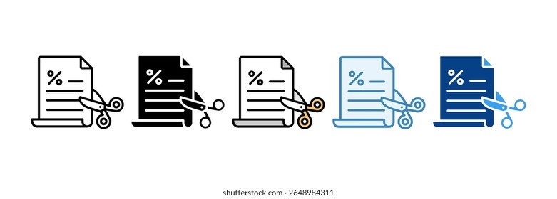 Conjunto de iconos de deducción de impuestos Colección de estilos múltiples