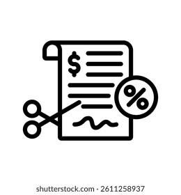 Tax Deduction Line Vector Illustration On White Background.