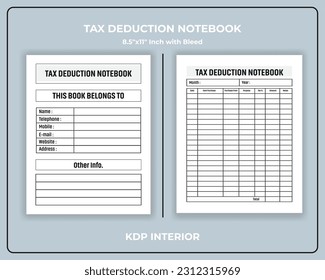 Tax Deduction Notebook KDP Interior