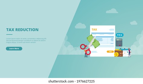 tax deduction or reduction for website design template banner or slide presentation cover