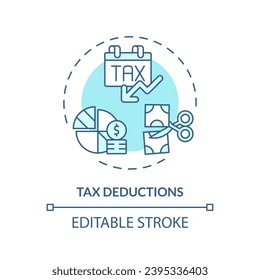 Tax deduction soft blue concept icon. Type of financial benefit. Reduce taxable income. Finance planning. Easy to use in article. Round shape line illustration. Abstract idea. Graphic design