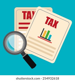 Tax design over blue background, vector illustration.